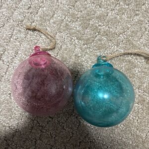 Karma Gifts Pink & Aqua Lucia Transparent Glass Ornaments